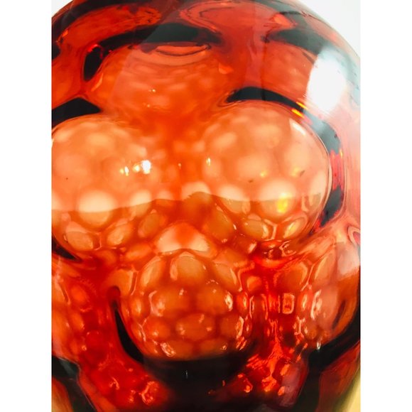 Red Glass Vase WHEATON Hex Optic Design Vintage - Picture 3 of 6